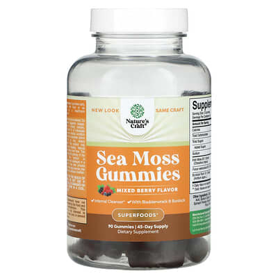 Nature's Craft, Sea Moss Gummies, Assorted Berry Flavor, 90 Gummies