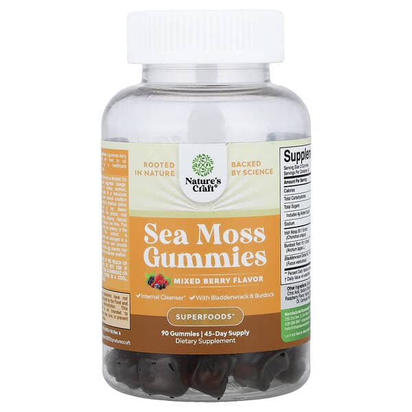 Nature's Craft, Sea Moss Gummies, Mixed Berry, 90 Gummies — product photo 1