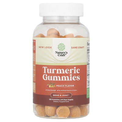 Nature's Craft, Turmeric Gummies, Peach Flavor, 120 Gummies