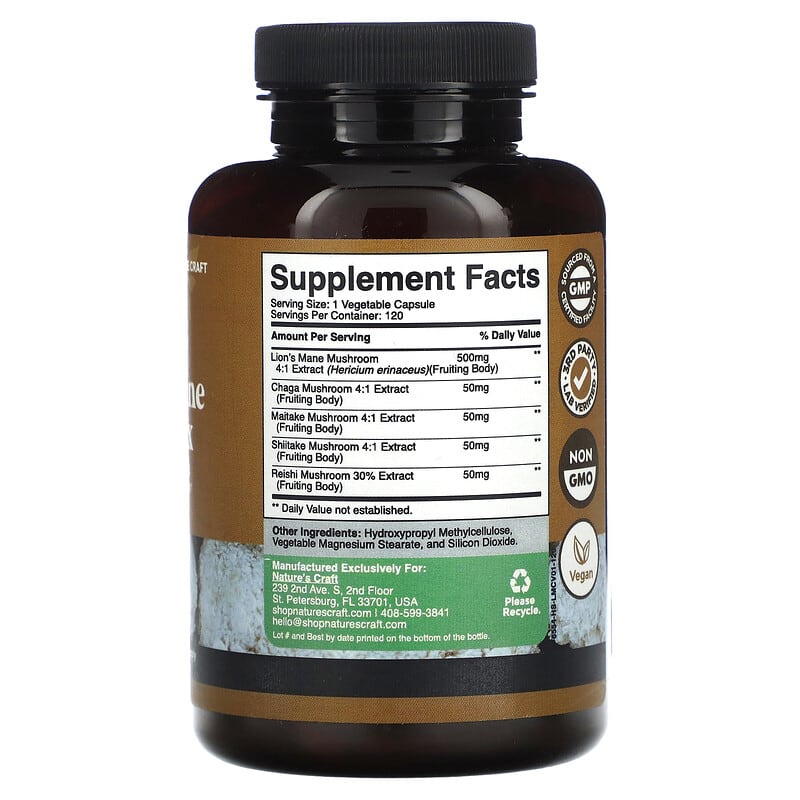 Complexe De Champignons 10x (Lion's Mane, Reishi) - Capsules Immunitaires, 1500mg, Neuf