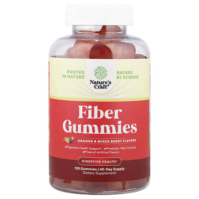 Nature's Craft, Fiber Gummies, Assorted Berry Flavor, 120 Gummies