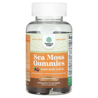 Nature's Craft, Sea Moss Gummies, Assorted Berry Flavor, 30 Gummies
