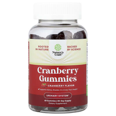 Nature's Craft, Cranberry Gummies, Cranberry, 60 Gummies (250 mg per Gummy)