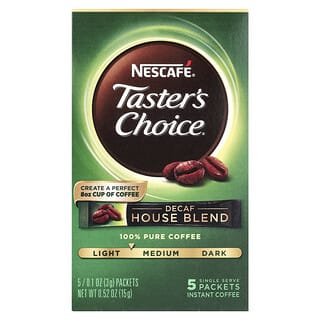Nescafé, Taster's Choice，即溶咖啡，家常咖啡，輕度/中度烘焙，脫因，5 包，每包 0.1 盎司（3 克）