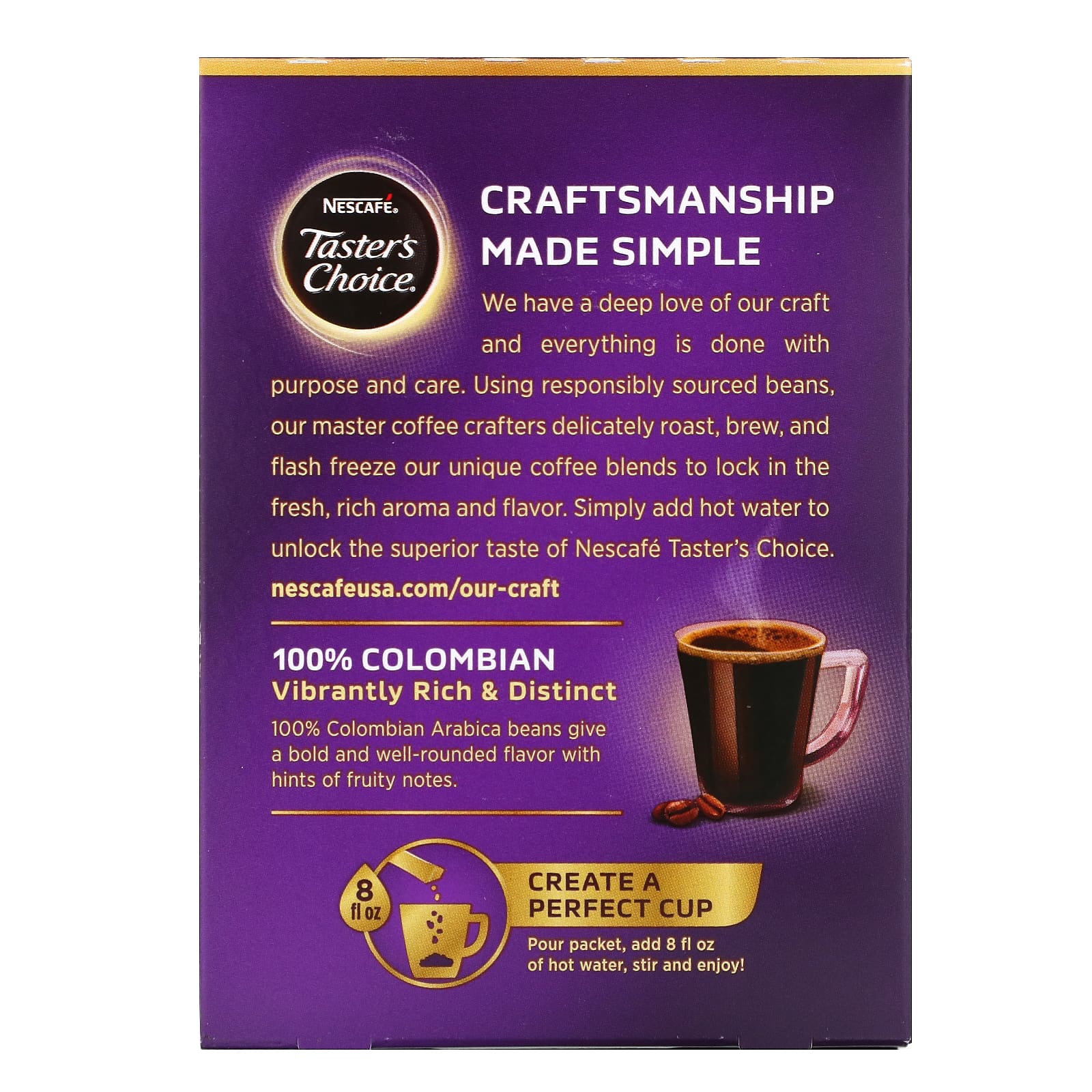 Nescafé, Taster's Choice, Instant Coffee, 100 Colombian, 16 Single