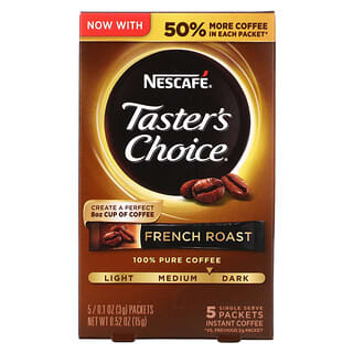 Nescafé, Тэйстерс Чойс, Растворимый Кофе, Френч Роаст, 5 пакетиков, 0.1 унций (3 гр) каждый