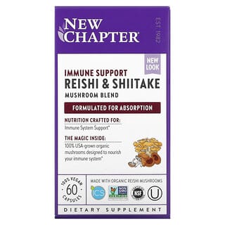 New Chapter, Immune Support, Reishi- und Shiitake-Pilzmischung, 60 vegane Kapseln