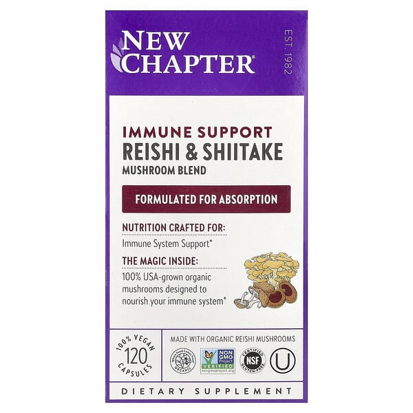 New Chapter, Immune Support, Reishi & Shiitake Mushroom Blend, 120 Vegan Capsules — product photo 1