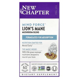 New Chapter, Melena de león, 60 cápsulas veganas