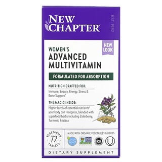 New Chapter, Women's Advanced Multivitamin, Multivitamine für Frauen, 72 pflanzliche Tabletten