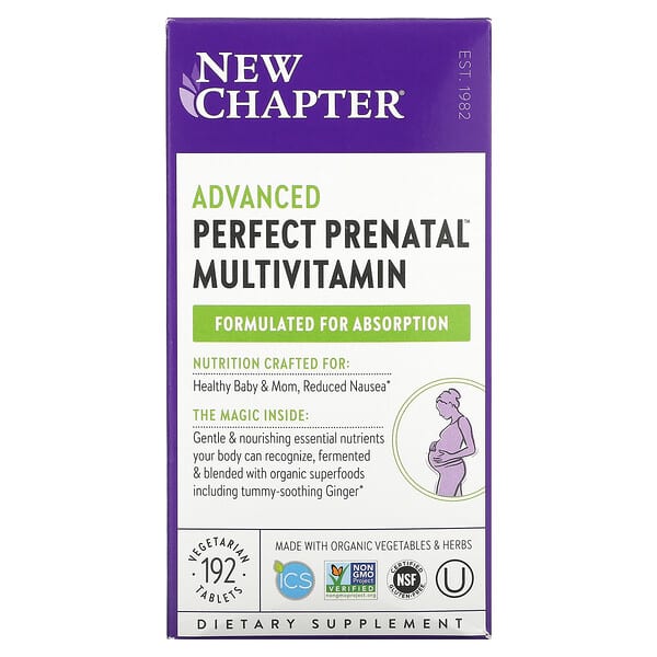 New Chapter, Perfect Prenatal, улучшенный мультивитаминный комплекс для беременных, 192 вегетарианских таблетки