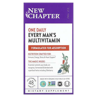 New Chapter, Multivitamina diaria para hombres, 48 comprimidos vegetarianos