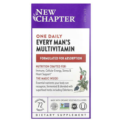 New Chapter, Men's Daily Multivitamin, 72 Vegetarian Tablets