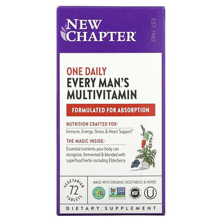 New Chapter, Every Man's One Daily Multi, мультивитаминная добавка для мужчин, 72 вегетарианских таблетки