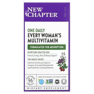 New Chapter, Every Woman's, Suplemento multivitamínico de una ingesta diaria para mujeres de 96 años en adelante, 96 comprimidos vegetales