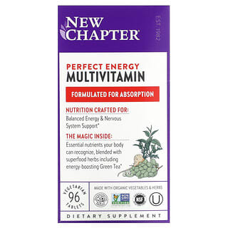 New Chapter, Multivitamínico Perfect Energy, 96 Comprimidos Vegetarianos