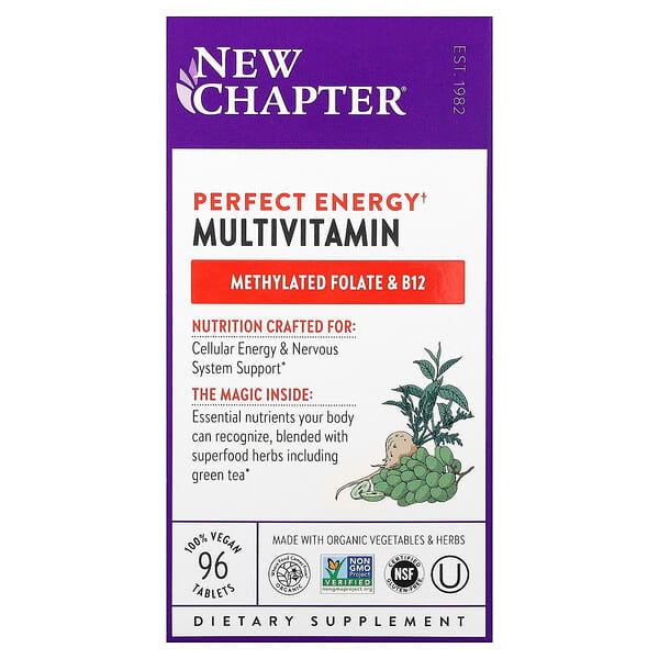 New Chapter, Perfect Energy Multivitamin, 96 Vejetaryen Tablet