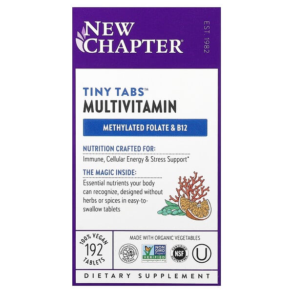 New Chapter, Multivitamines Tiny Tabs™, 192 comprimés végétariens