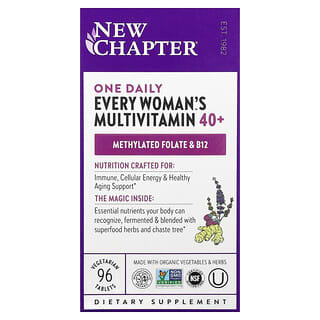 New Chapter, Every Woman's Multivitamin™, Suplemento multivitamínico de una ingesta diaria para mujeres mayores de 40 años, 96 comprimidos vegetales