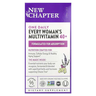 New Chapter, Every Woman's Multivitamin™, Suplemento multivitamínico de una ingesta diaria para mujeres mayores de 40 años, 96 comprimidos vegetales