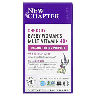 New Chapter, مكمل متعدد الفيتامينات للمرأة، 40+ Every Woman's One Daily Multi، عدد 48 قرص نباتي