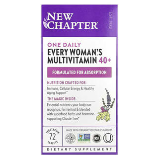 New Chapter, 40+ Suplemento multivitamínico para cada mujer, 72 comprimidos vegetales