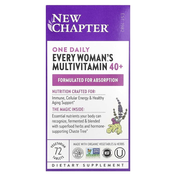 New Chapter One Daily Every Woman's™ Multivitamin 40+, 72 Vegetarian Tablets