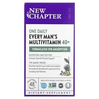 New Chapter, فيتامينات متعددة للرجال من عمر 40 عامًا فأكثر منEvery Man يتم تناولها مرة واحدة يوميًا، 48 قرصًا نباتيًا