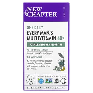 New Chapter, 40+ Every Man's One Daily Multi, мультивитамины для мужчин, 72 растительные таблетки