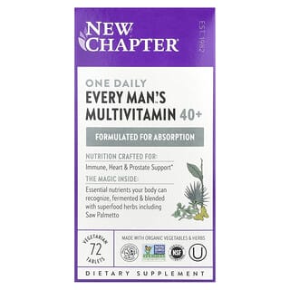 New Chapter, 40+ Every Man's One Daily Multi, мультивитамины для мужчин, 72 растительные таблетки