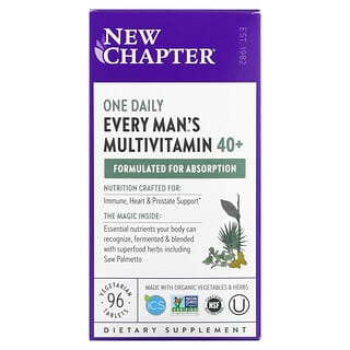 New Chapter, 40歳以上のすべての男性用ワンデイリー、ホールフードマルチビタミン、植物性タブレット96粒