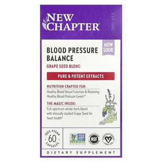 New Chapter, Blood Pressure Balance, поддержка артериального давления, 60 веганских капсул