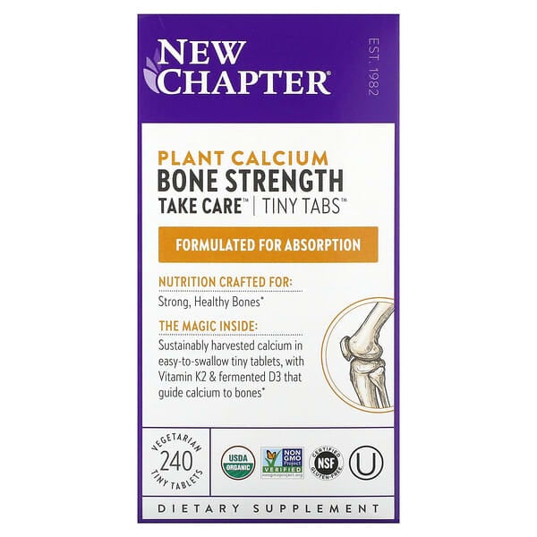 New Chapter, 식물성 칼슘 Bone Strength Take Care, 소형 베지 정제 240정