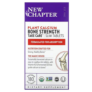 New Chapter, Calcio vegetal, Cuidado de la fuerza ósea, 180 comprimidos delgados vegetarianos