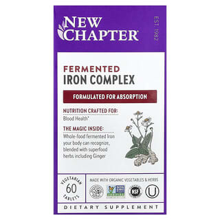 New Chapter, Complejo de hierro fermentado, 60 comprimidos vegetales