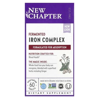 New Chapter, Complejo de hierro fermentado, 60 comprimidos vegetales
