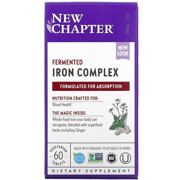 New Chapter, комплекс ферментированного железа, 60 вегетарианских таблеток