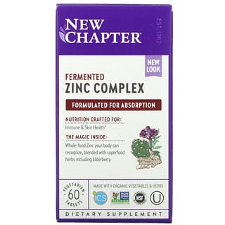 New Chapter, Complexo de Zinco Fermentado, 60 Comprimidos Vegetarianos
