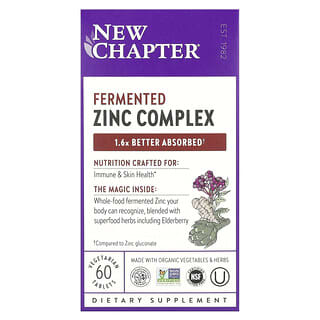 New Chapter, Complexe de zinc fermenté, 60 comprimés végétariens