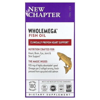 New Chapter, Huile de poisson Wholemega™, 180 capsules à enveloppe molle