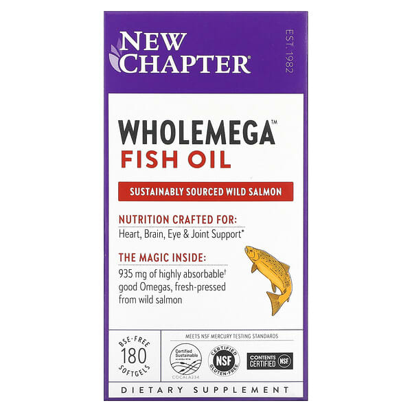 New Chapter, Aceite de pescado Wholemega, 180 cápsulas blandas
