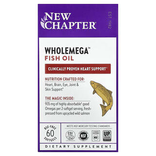 New Chapter, Wholemega Balık Yağı, 60 Yumuşak Jel