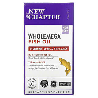 New Chapter, Рыбий жир Wholemega, 60 мягких таблеток