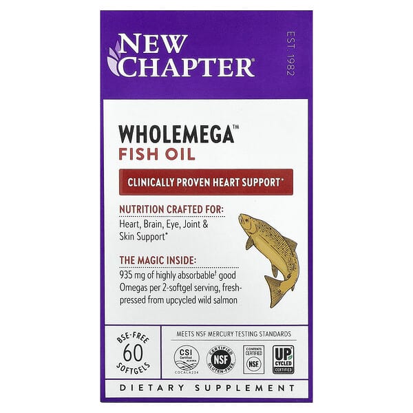 New Chapter, Wholemega 魚油，60 粒軟凝膠