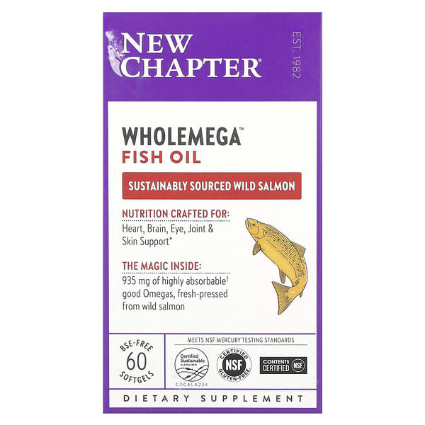 New Chapter‏, שמן דגים Wholemega‏, 60 כמוסות רכות