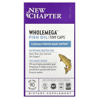 New Chapter, рыбий жир Wholemega™, Tiny Caps™, 90 капсул без ГЭКРС