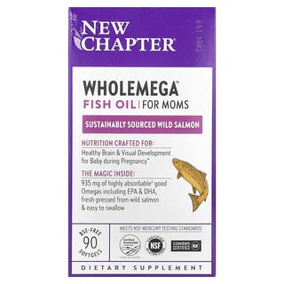 New Chapter, Aceite de pescado Wholemega para mamás, 90 cápsulas blandas