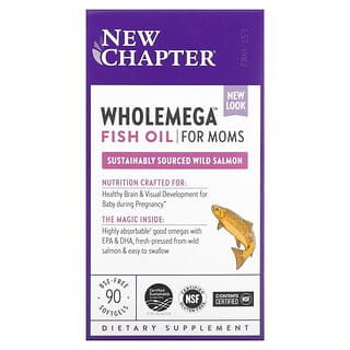 New Chapter, Aceite de pescado Wholemega para mamás, 90 cápsulas blandas