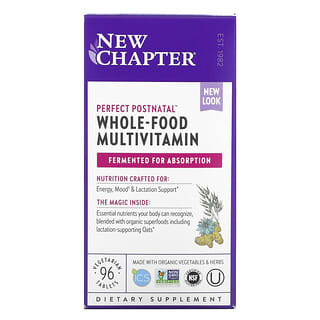 New Chapter, Pós-natal Perfeito, Multivitamínico Integral, 96 Comprimidos Vegetarianos