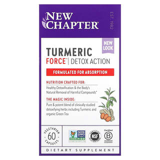 New Chapter, Turmeric Force, Acción desintoxicante, 60 cápsulas vegetales